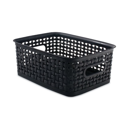 Advantus Plastic Weave Bin, Small, 10 in x 7.5 in x 4 in, Black 36000